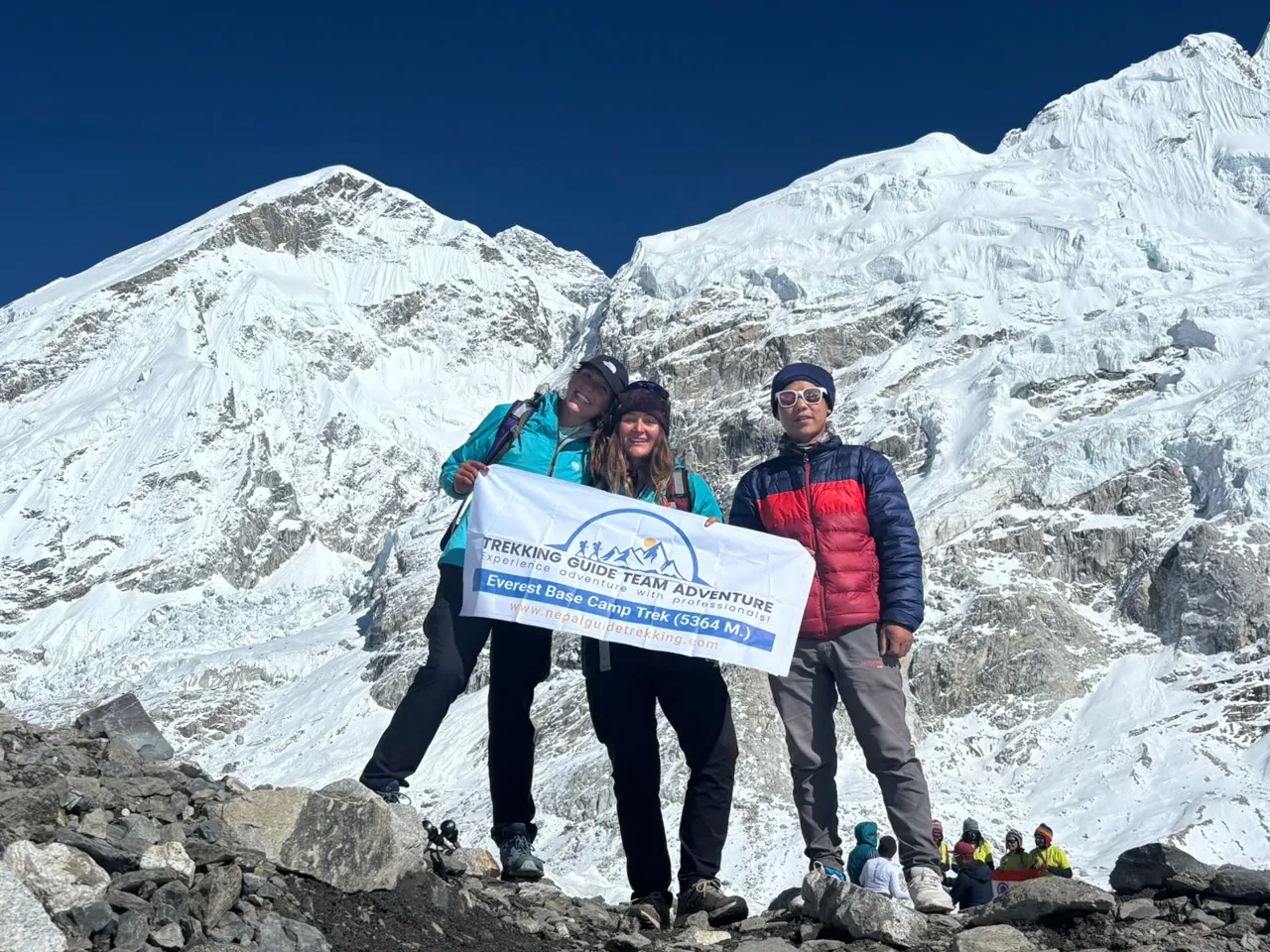 Trekking Guide Team Adventure group with licensed guide at Everest Base Camp