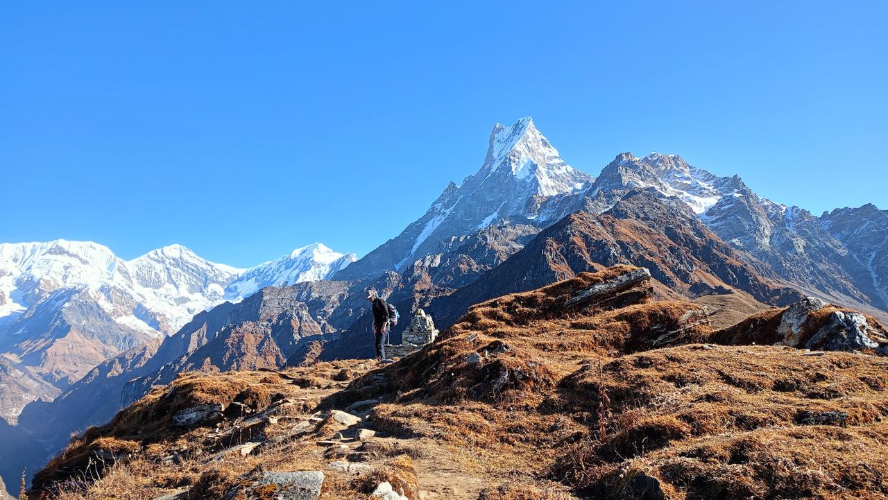 Exposed ridge trail on the Mardi Himal Trek near High Camp