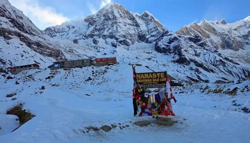 snow covered annapurna base camp