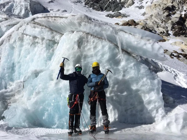 Lobuche East Climbers Ice Wall