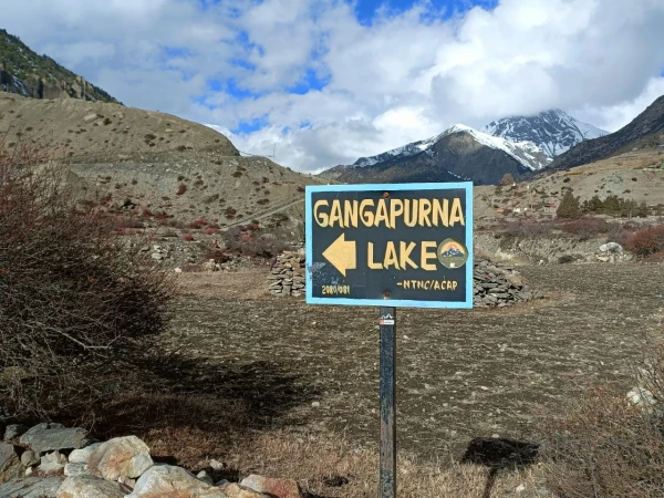 Sign Post Ganga Purna Lake